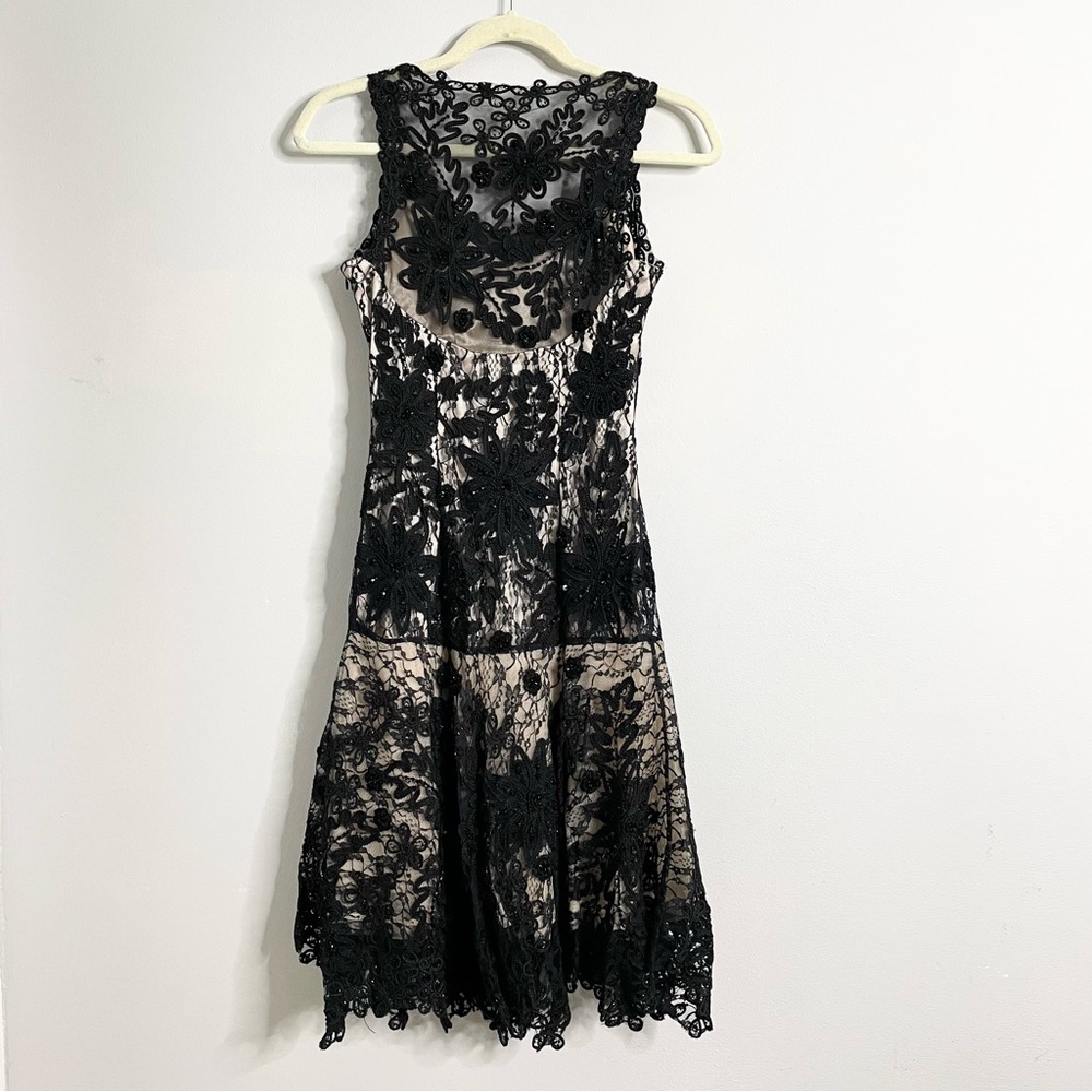 SOLD‼️ SUE WONG Nocturne Lace Embroidered Beaded Fit and Flare Cocktail Dress - Picture 2 of 6
